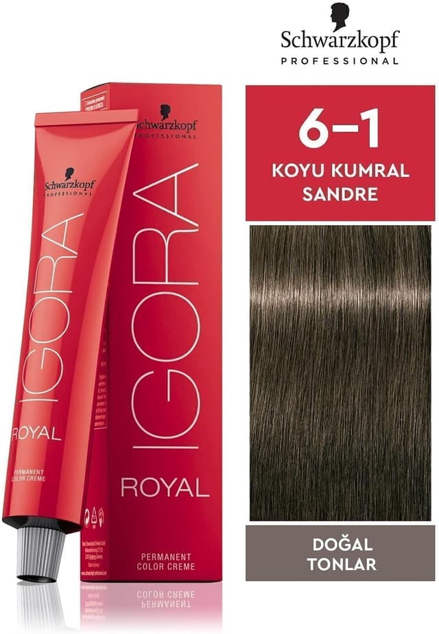 رنگ مو Schwarzkopf مدل Igora Royal کد 6.1 کمرنگ خاکستری قهوهای تیره 60ml رنگ مو Schwarzkopf مدل Igora Royal کد 6.1 کمرنگ خاکستری قهوهای تیره 60ml