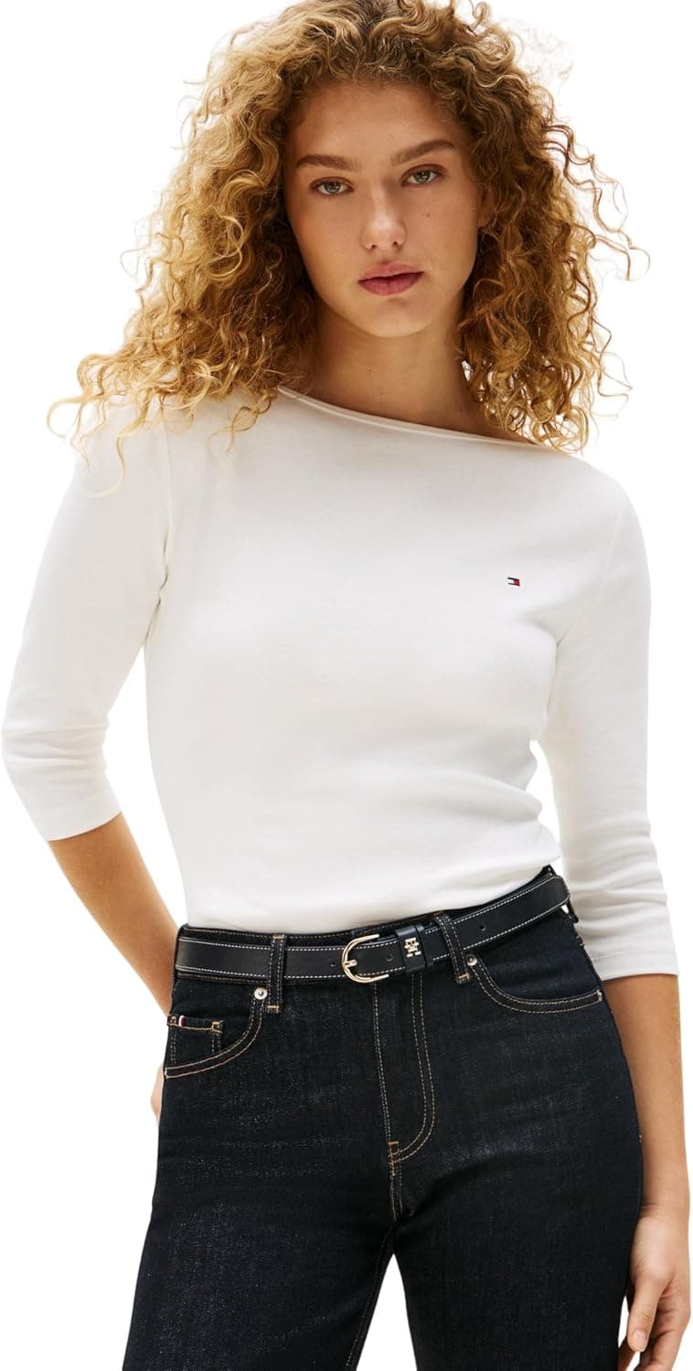 پیراهن زنانه Tommy Hilfiger NEW CODY یقه قایقی فیت اسلیم آستین سهربع پیراهن زنانه Tommy Hilfiger NEW CODY یقه قایقی فیت اسلیم آستین سهربع