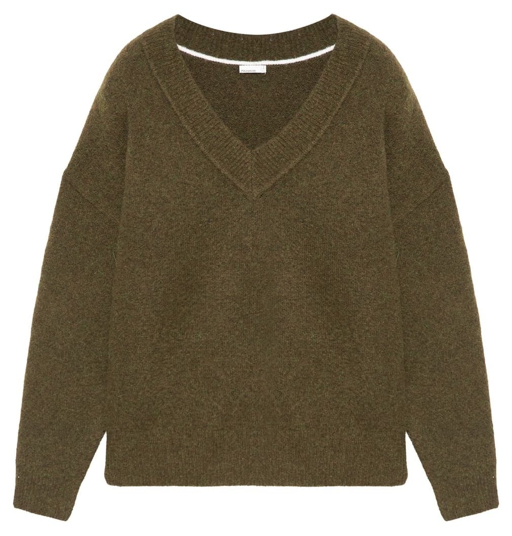 پلیور زنانه Pull & Bear فیت بوکسی یقه V پلیور زنانه Pull & Bear فیت بوکسی یقه V