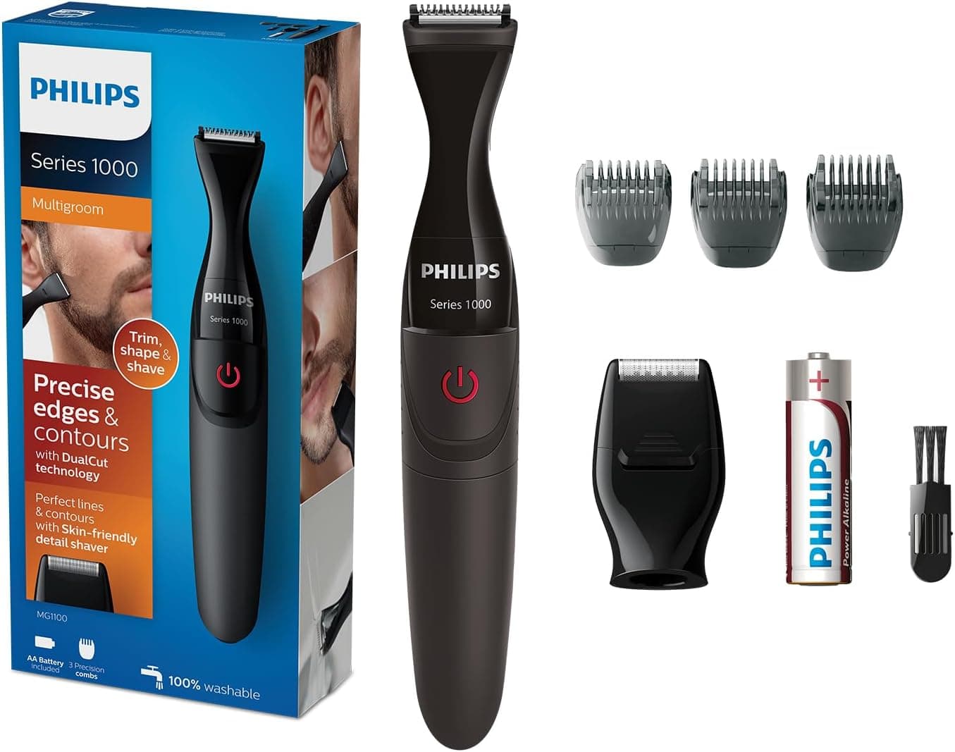 ریشتراش مردانه Philips Multigroom با ۳ شانه دقیق قابل شستشو مدل MG1100/16 ریشتراش مردانه Philips Multigroom با ۳ شانه دقیق قابل شستشو مدل MG1100/16