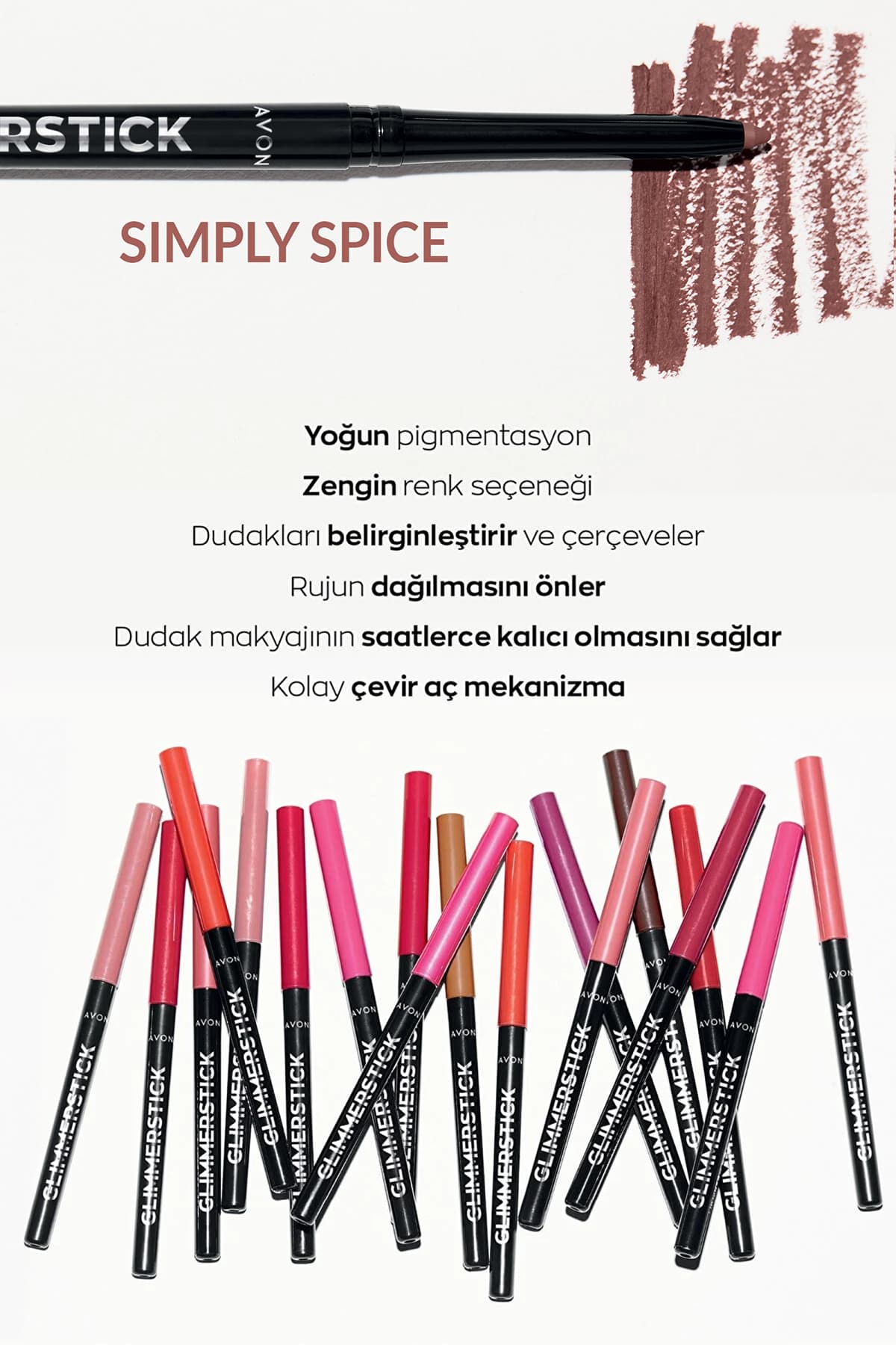 مداد لب Avon Glimmerstick رنگ Simply Spice مداد لب Avon Glimmerstick رنگ Simply Spice