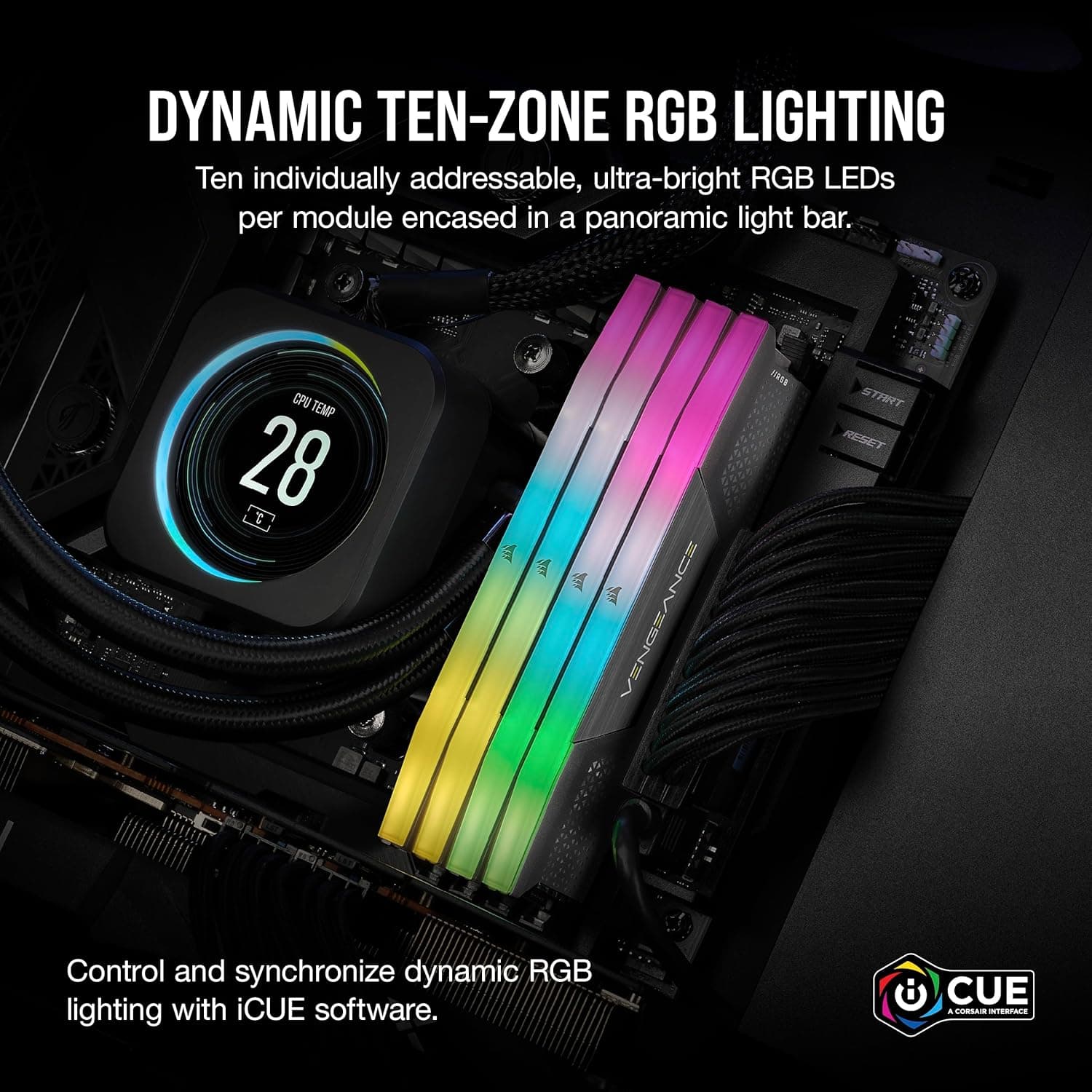 رم دسکتاپ DDR5 Corsair 32GB (2x16GB) 6400MHz خاکستری RGB مدل CMH32GX5M2B6400Z36 رم دسکتاپ DDR5 Corsair 32GB (2x16GB) 6400MHz خاکستری RGB مدل CMH32GX5M2B6400Z36