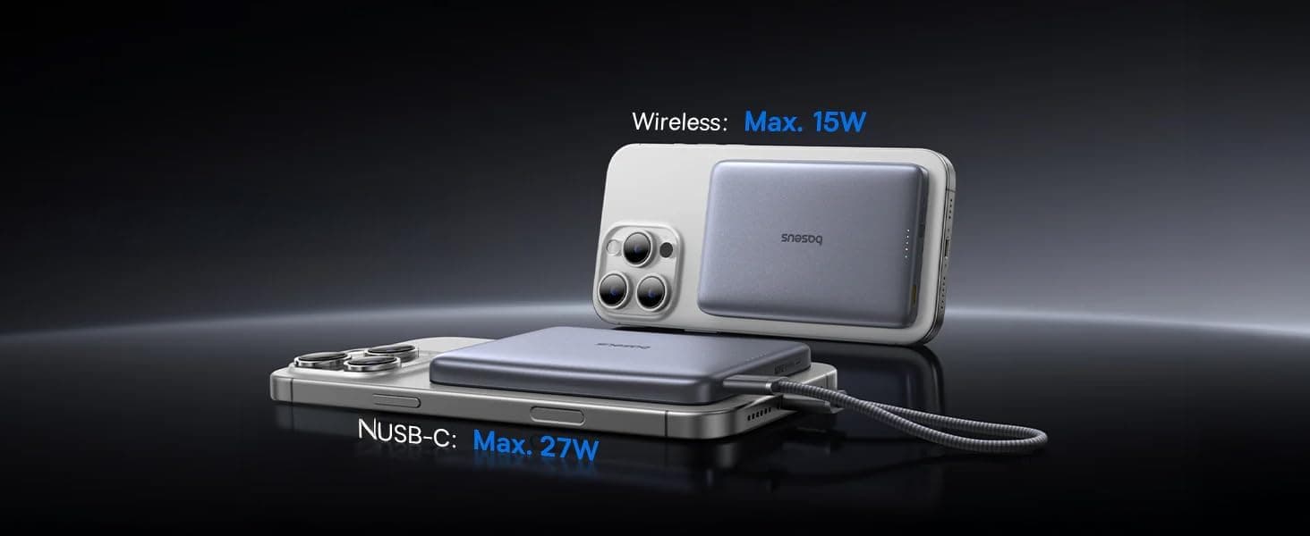 پاوربانک Baseus PicoGo فوق نازک بیسیم Qi2 MagSafe شارژ سریع 10000mAh خاکستری پاوربانک Baseus PicoGo فوق نازک بیسیم Qi2 MagSafe شارژ سریع 10000mAh خاکستری