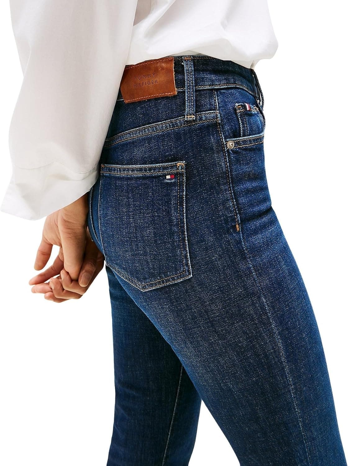 شلوار جین زنانه Tommy Hilfiger بوتکات آبی تیره مدل RW شلوار جین زنانه Tommy Hilfiger بوتکات آبی تیره مدل RW