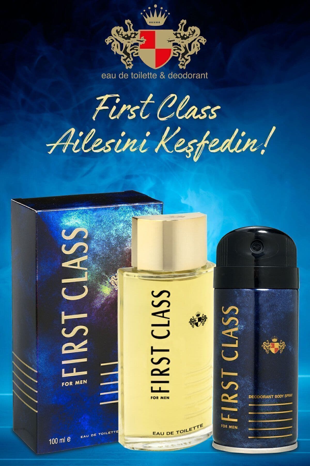 ست عطر مردانه و دئودورانت First Class Edt 100ml، 3×150ml ست عطر مردانه و دئودورانت First Class Edt 100ml، 3×150ml