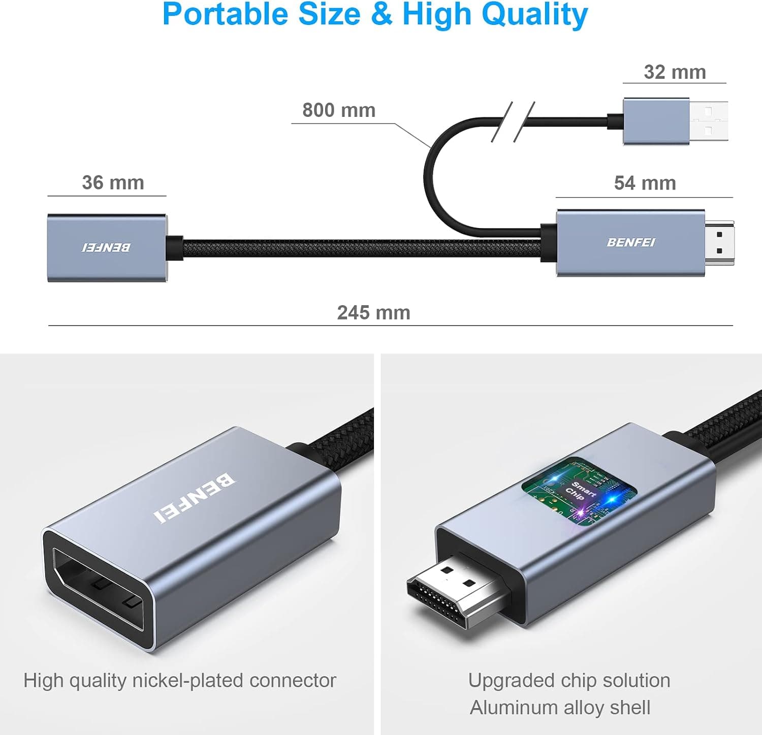 مبدل HDMI به DisplayPort برند BENFEI سازگار با رایانه، لپتاپ، PS5 و Xbox One مدل 4K@60Hz مبدل HDMI به DisplayPort برند BENFEI سازگار با رایانه، لپتاپ، PS5 و Xbox One مدل 4K@60Hz