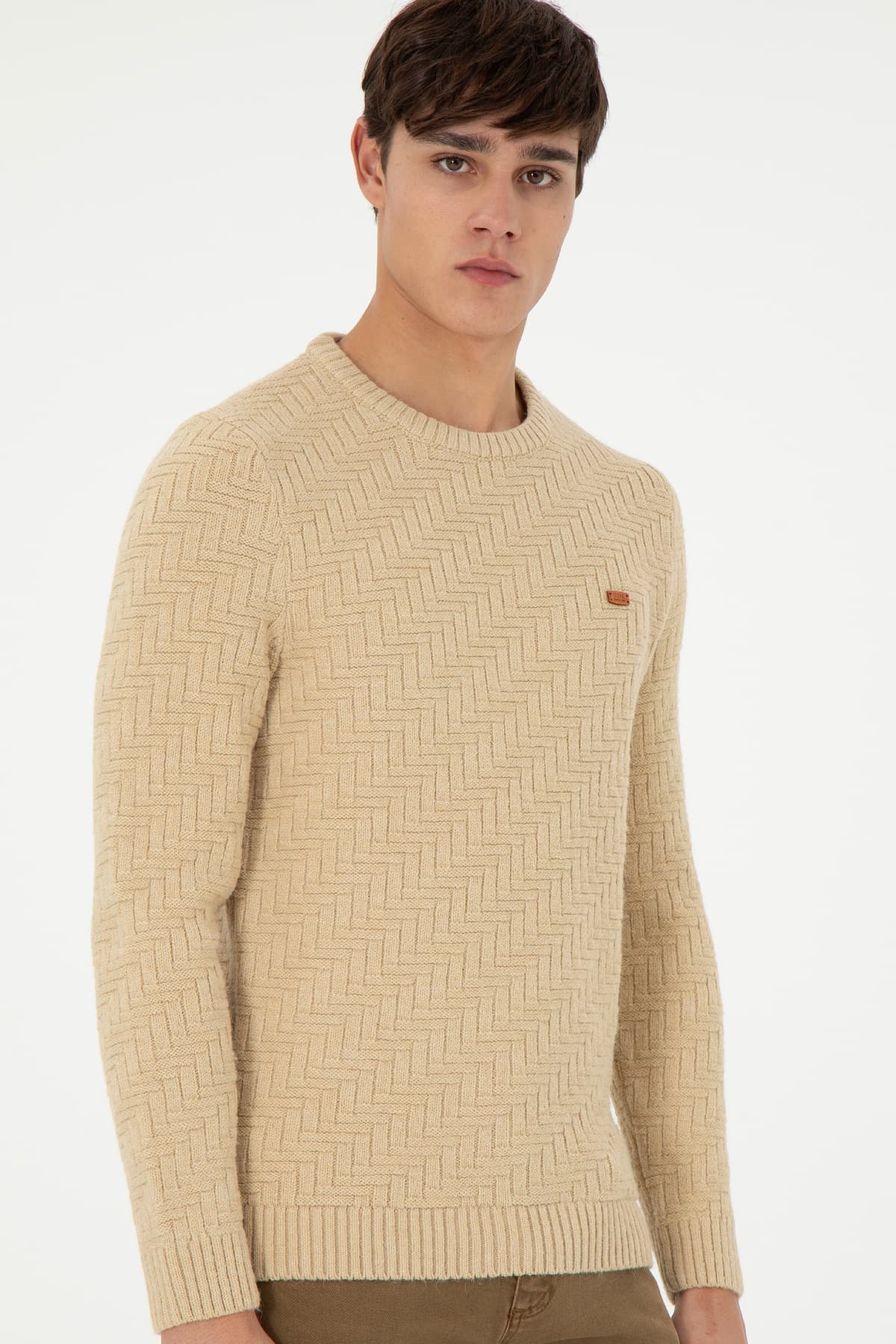 پلیور مردانه U.S. Polo Assn. فیت اسلیم یقه گرد رنگ شنی مدل 50297050-VR085 پلیور مردانه U.S. Polo Assn. فیت اسلیم یقه گرد رنگ شنی مدل 50297050-VR085
