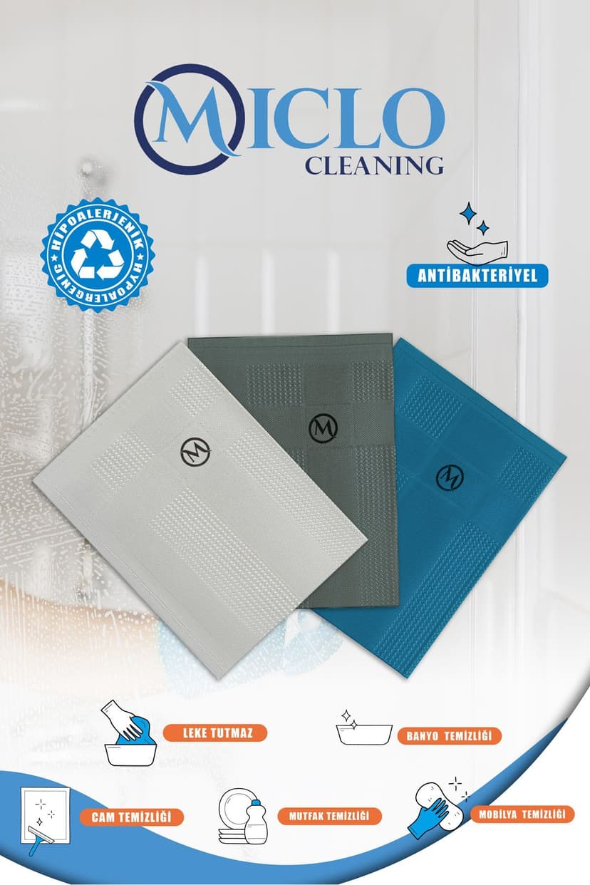 دستمال تمیزکننده میکروفایبر MICLO CLEANING ست ۳ تایی 40x60cm دستمال تمیزکننده میکروفایبر MICLO CLEANING ست ۳ تایی 40x60cm
