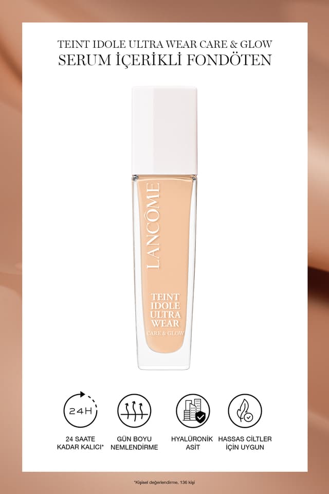 فاندیشن مایع Lancome Teint Idole Ultra Wear Care & Glow سرمدار مدل 125W فاندیشن مایع Lancome Teint Idole Ultra Wear Care & Glow سرمدار مدل 125W