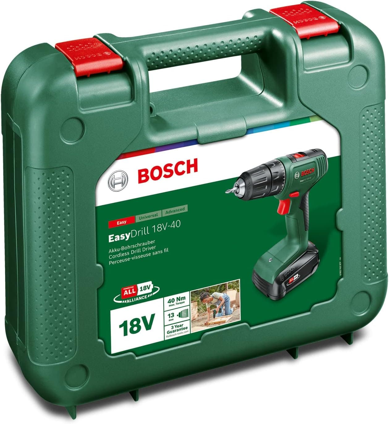 دریل پیچگوشتی شارژی Bosch مدل EasyDrill 18V-40 با باتری 2.0Ah دریل پیچگوشتی شارژی Bosch مدل EasyDrill 18V-40 با باتری 2.0Ah