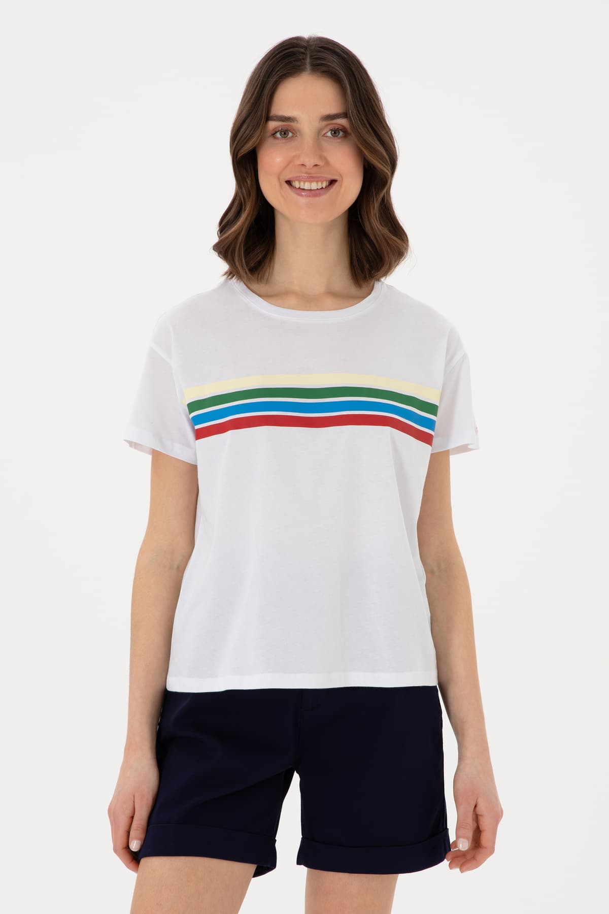 تیشرت زنانه U.S. Polo Assn. سفید یقه گرد مدل 50308639-VR013 تیشرت زنانه U.S. Polo Assn. سفید یقه گرد مدل 50308639-VR013