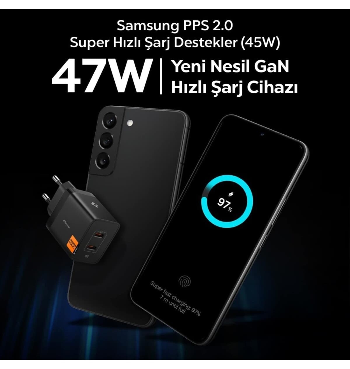 شارژر مینی Spigen 47W دو پورت USB-C Samsung PPS 2.0 مدل ACH09457 شارژر مینی Spigen 47W دو پورت USB-C Samsung PPS 2.0 مدل ACH09457