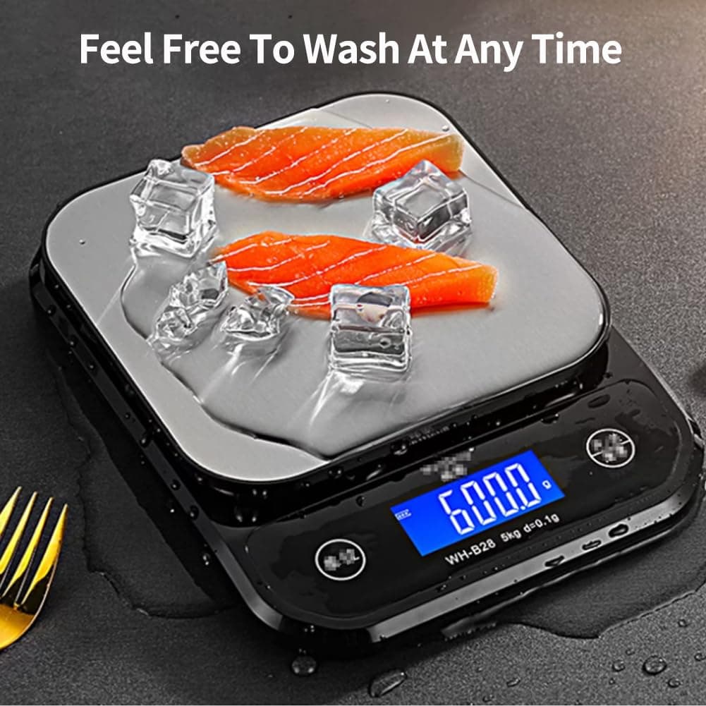 ترازوی آشپزخانه دیجیتال Yanike ضدآب IP67 با دقت 0.1g و ظرفیت 5kg ترازوی آشپزخانه دیجیتال Yanike ضدآب IP67 با دقت 0.1g و ظرفیت 5kg