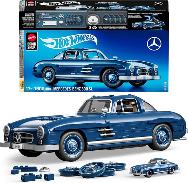 مجموعه ساختنی Mattel Brick Shop سری Premium Hot Wheels مدل Mercedes-Benz 300SL مجموعه ساختنی Mattel Brick Shop سری Premium Hot Wheels مدل Mercedes-Benz 300SL