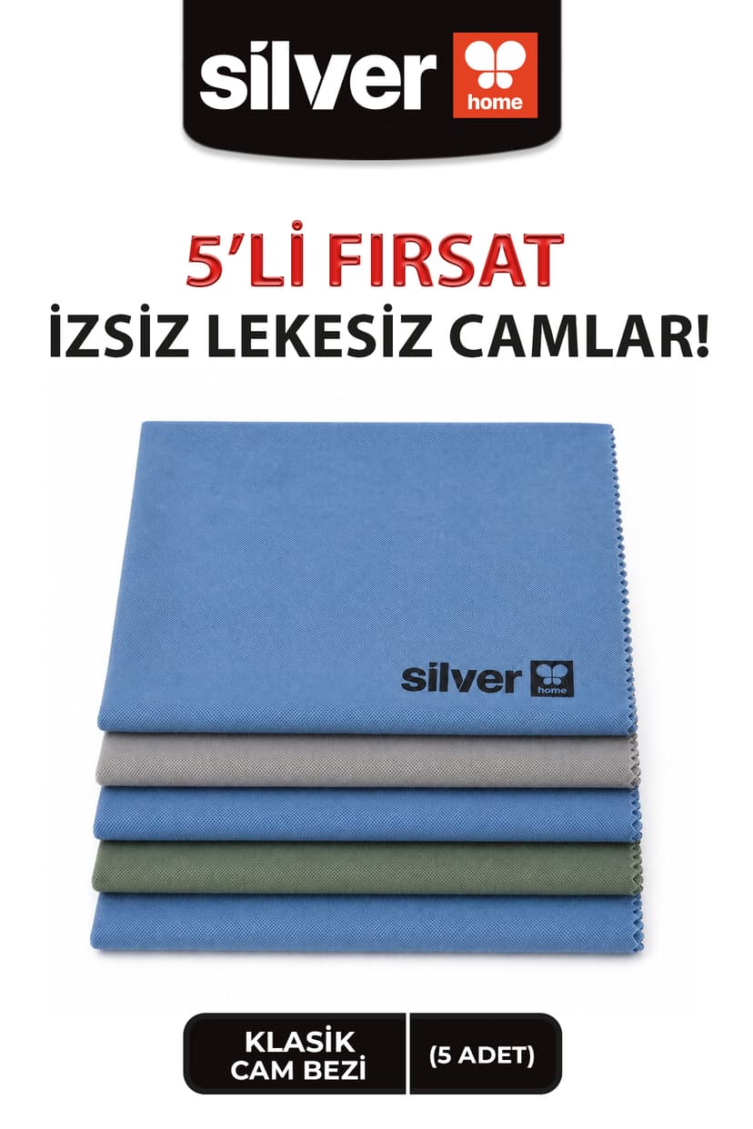 دستمال شیشهپاککن SİLVER HOME میکروفیبر کلاسیک 5 عددی 40x50cm دستمال شیشهپاککن SİLVER HOME میکروفیبر کلاسیک 5 عددی 40x50cm