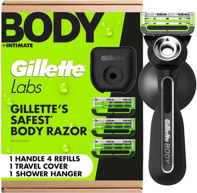ریشتراش مردانه Gillette Labs Body + Intimate با ۴ تیغ یدکی و کاور مسافرتی ریشتراش مردانه Gillette Labs Body + Intimate با ۴ تیغ یدکی و کاور مسافرتی