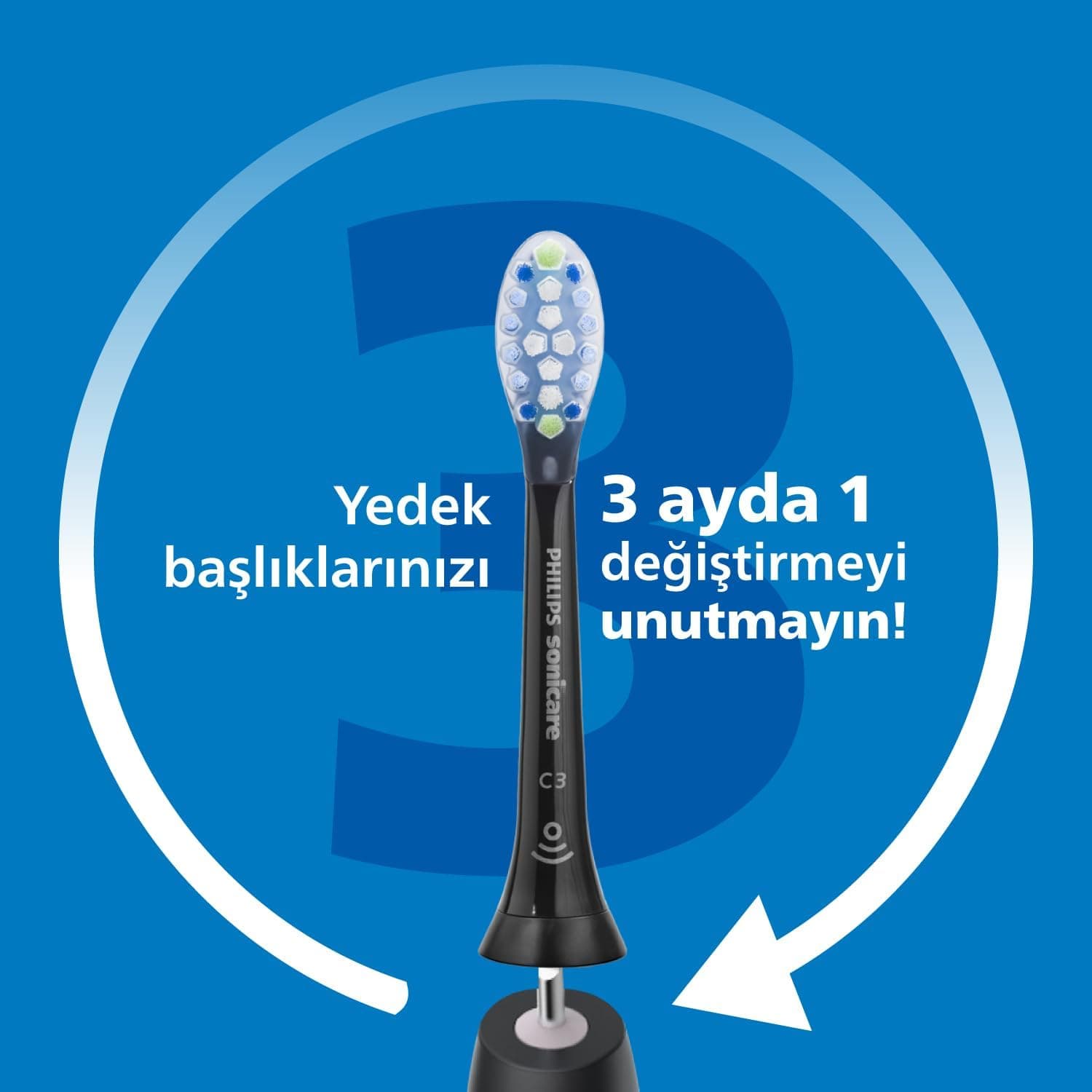 سر مسواک یدکی Philips Sonicare C3 Plaque Defence مشکی بسته 2 عددی مدل HX9042/88 سر مسواک یدکی Philips Sonicare C3 Plaque Defence مشکی بسته 2 عددی مدل HX9042/88