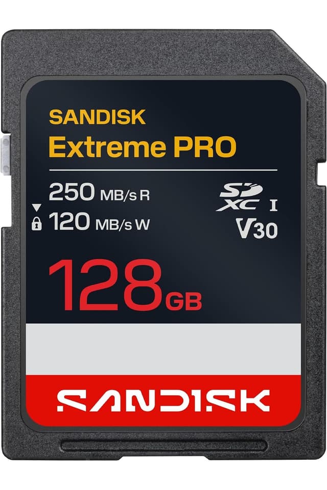 کارت حافظه SD برند Sandisk سری Extreme Pro ظرفیت 128GB استاندارد UHS-I سرعت 250MB/s(R) / 120MB/s(W) کارت حافظه SD برند Sandisk سری Extreme Pro ظرفیت 128GB استاندارد UHS-I سرعت 250MB/s(R) / 120MB/s(W)