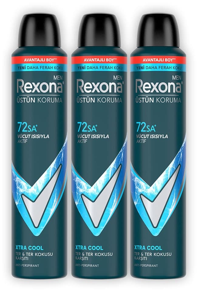 دئودورانت اسپری مردانه Rexona Xtra Cool با محافظت ۷۲ ساعته 200 ml x3 دئودورانت اسپری مردانه Rexona Xtra Cool با محافظت ۷۲ ساعته 200 ml x3