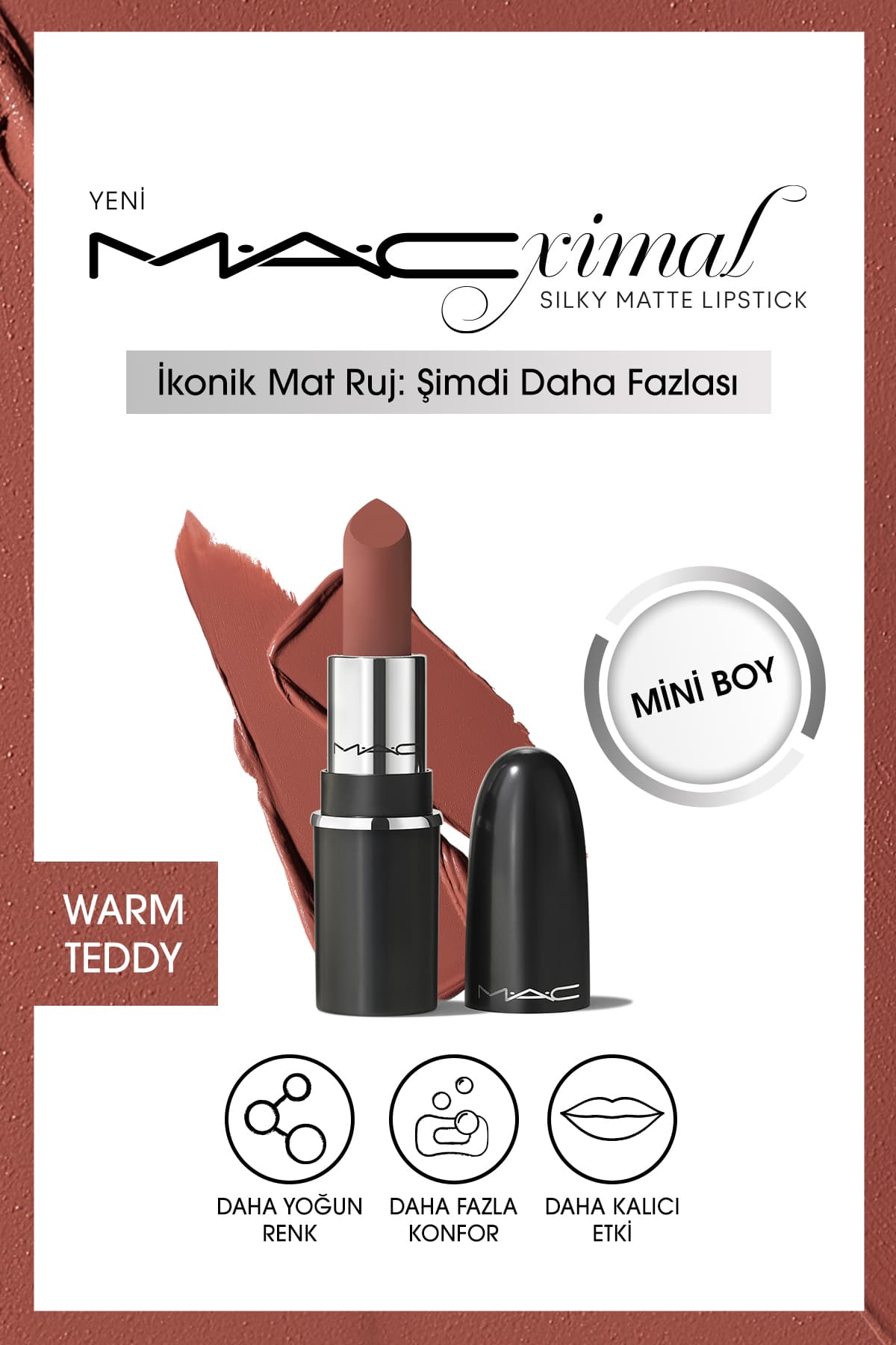 رژ لب Mac مات ابریشمی مدل MACximal Mini Mac رنگ Warm Teddy 1.8g رژ لب Mac مات ابریشمی مدل MACximal Mini Mac رنگ Warm Teddy 1.8g