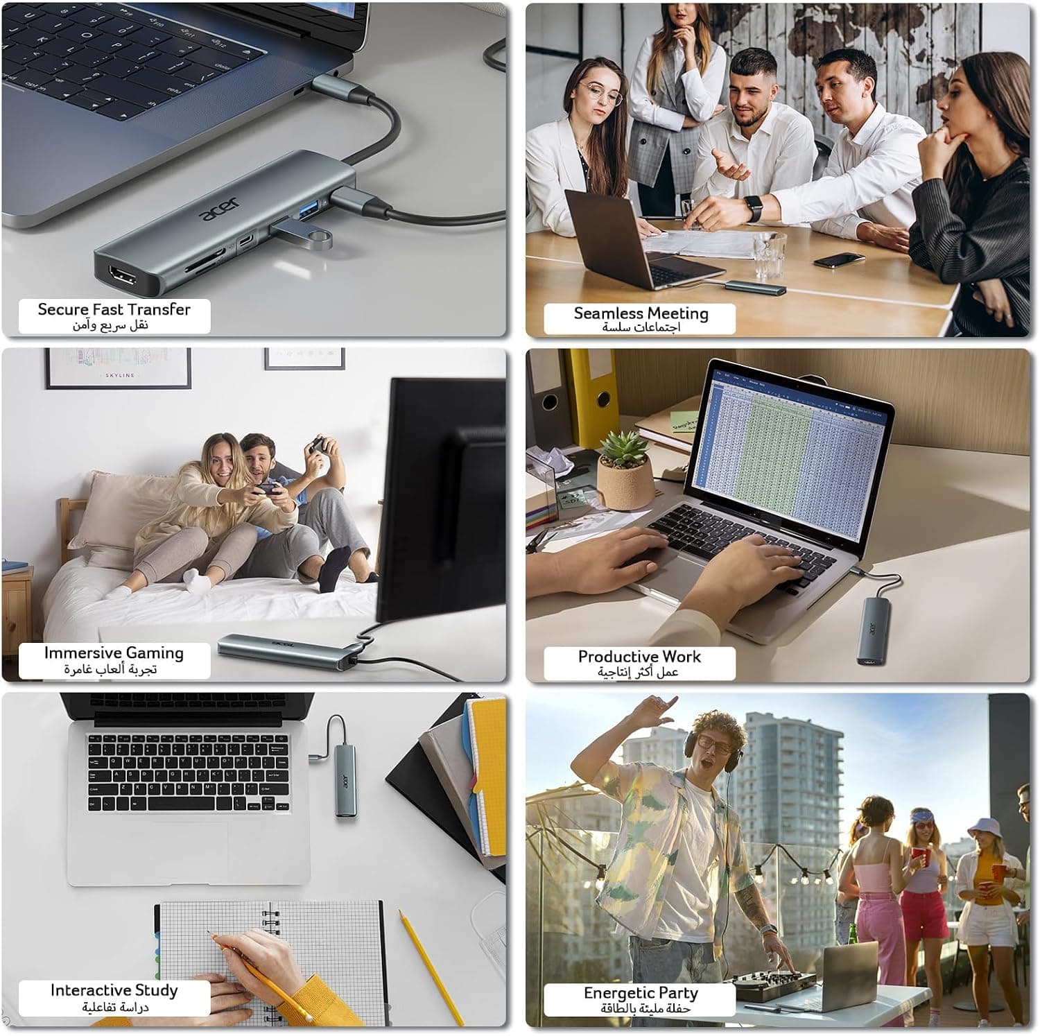 هاب USB-C هفتکاره Acer با خروجی 4K HDMI و کارتخوان SD هاب USB-C هفتکاره Acer با خروجی 4K HDMI و کارتخوان SD