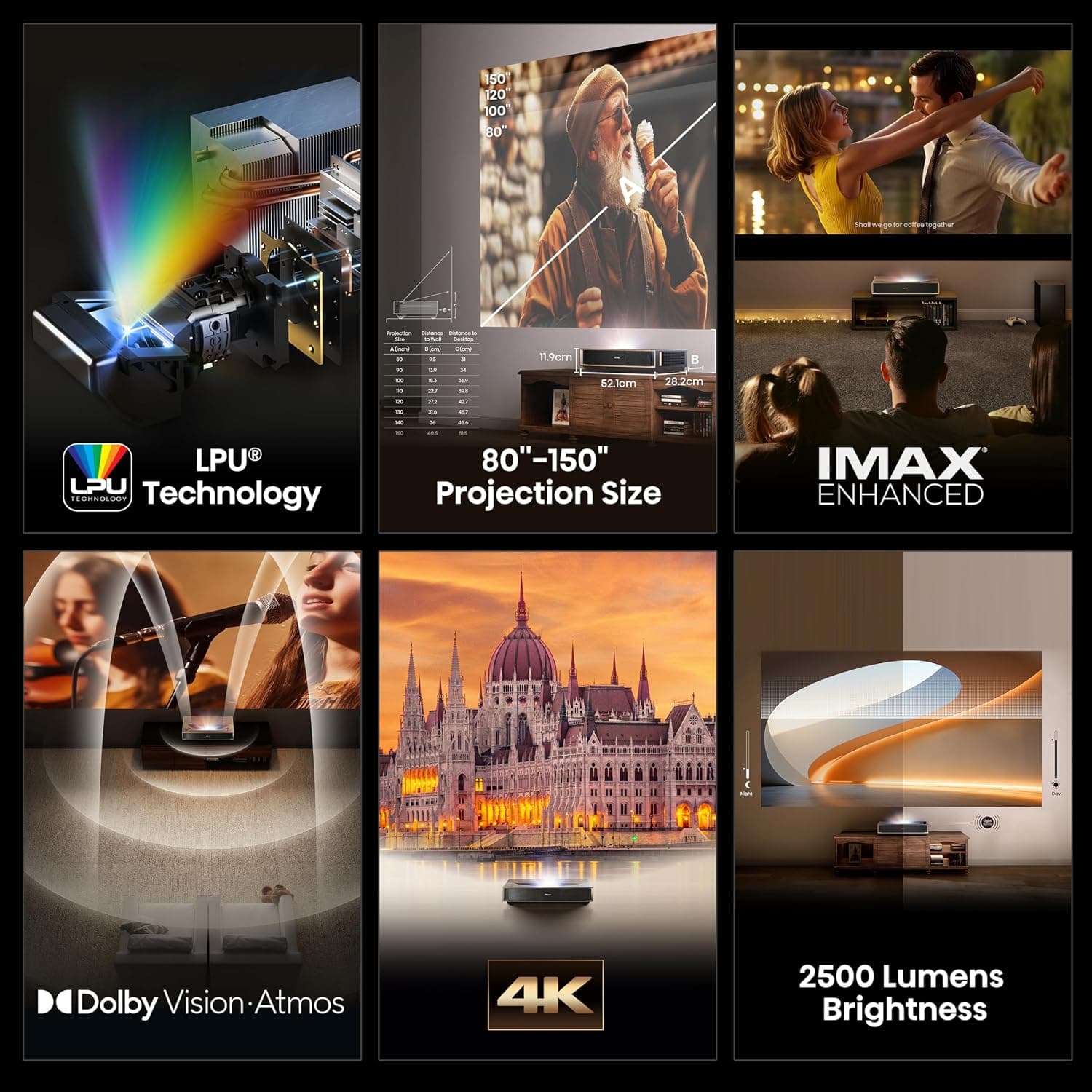 پروژکتور سینمای لیزری Hisense با پرتاب فوقکوتاه 4K UHD TriChroma، هوشمند VIDAA، مدل PT1 پروژکتور سینمای لیزری Hisense با پرتاب فوقکوتاه 4K UHD TriChroma، هوشمند VIDAA، مدل PT1