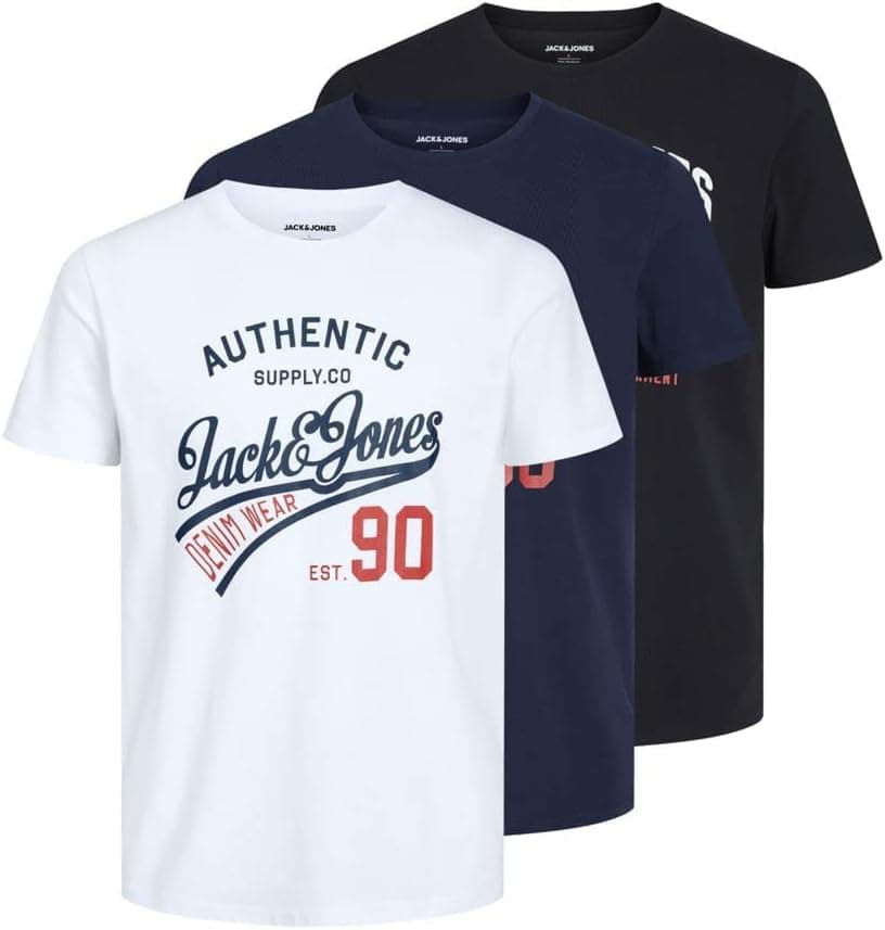 تیشرت مردانه JACK & JONES یقه گرد آستین کوتاه بسته 3 تایی مدل Jjethan تیشرت مردانه JACK & JONES یقه گرد آستین کوتاه بسته 3 تایی مدل Jjethan