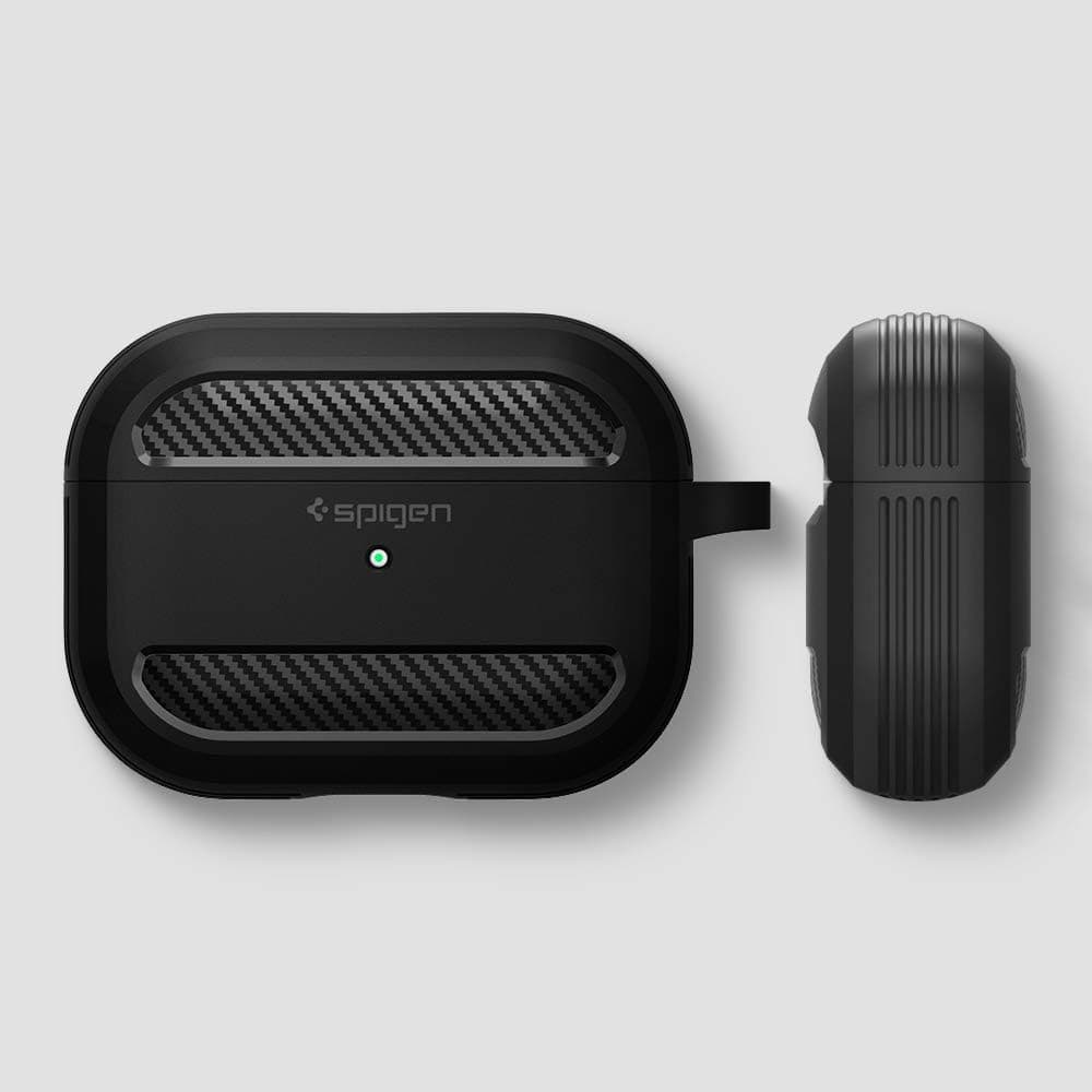 کاور سازگار با AirPods Pro 1 Spigen مشکی مات Rugged Armor مدل ASD00540 کاور سازگار با AirPods Pro 1 Spigen مشکی مات Rugged Armor مدل ASD00540