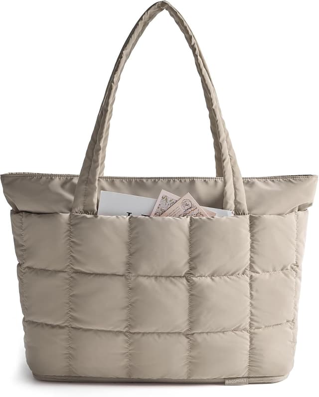 کیف دستی زنانه BAGSMART قابلگسترش، پفدار و دوختدار برای کار، سفر و باشگاه کیف دستی زنانه BAGSMART قابلگسترش، پفدار و دوختدار برای کار، سفر و باشگاه