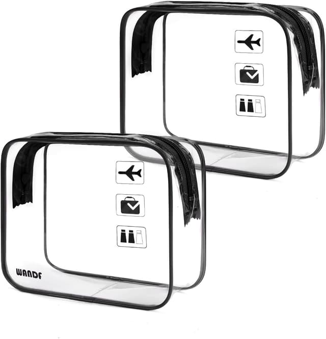 کیف لوازم بهداشتی سفری زنانه و مردانه WANDF شفاف زیپدار مورد تأیید TSA سایز Quart (2 pcs) کیف لوازم بهداشتی سفری زنانه و مردانه WANDF شفاف زیپدار مورد تأیید TSA سایز Quart (2 pcs)