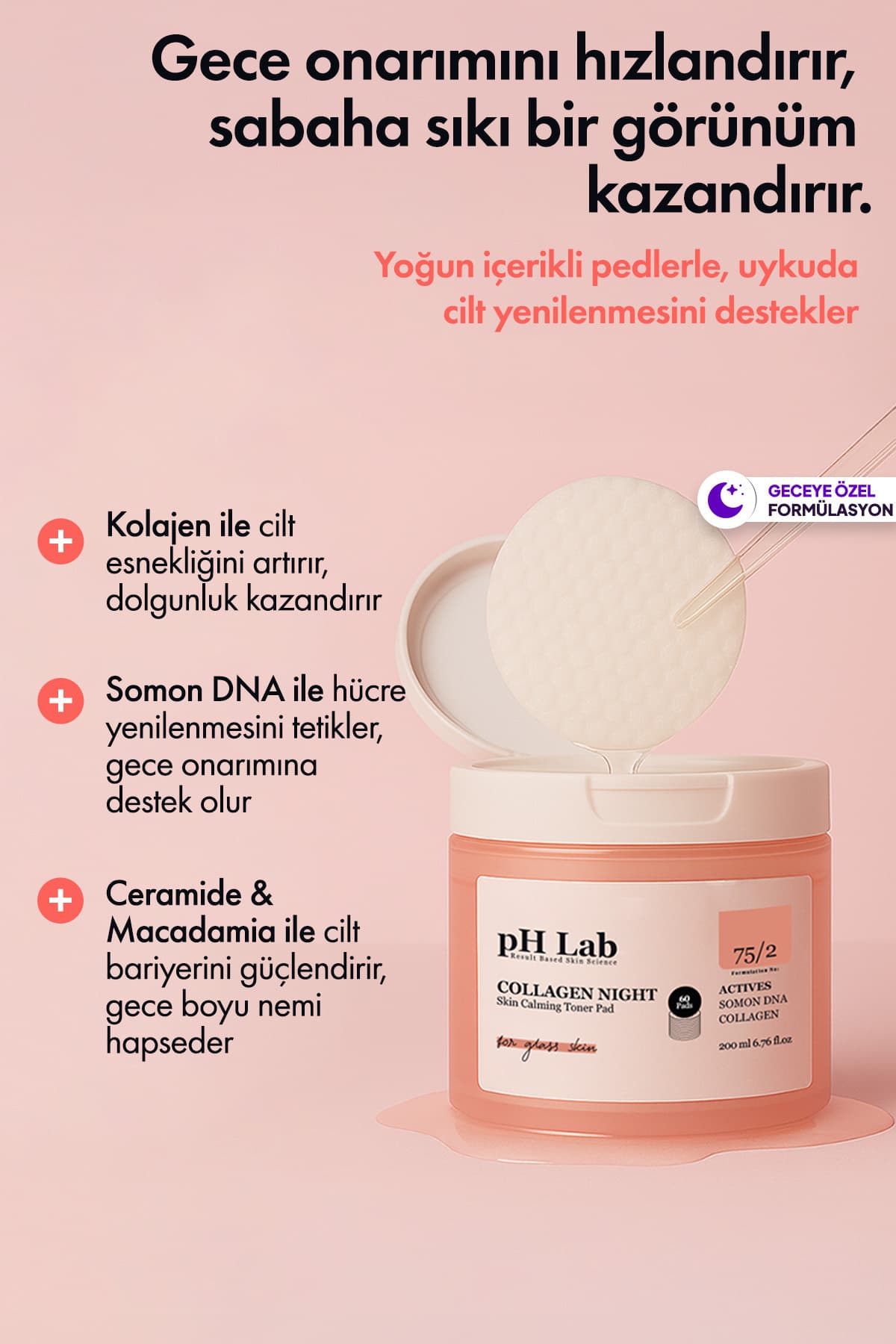پد تونر Ph Lab Collagen Night با DNA سالمون مراقبت شبانه 60 عددی پد تونر Ph Lab Collagen Night با DNA سالمون مراقبت شبانه 60 عددی
