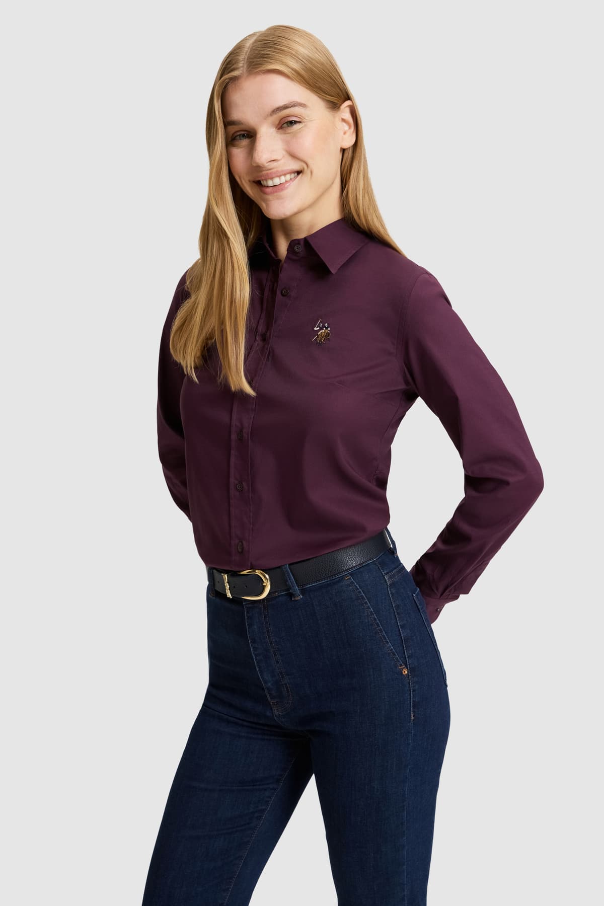 پیراهن زنانه U.S. Polo Assn. زرشکی آستین بلند ساده مدل 50329503-VR180 پیراهن زنانه U.S. Polo Assn. زرشکی آستین بلند ساده مدل 50329503-VR180