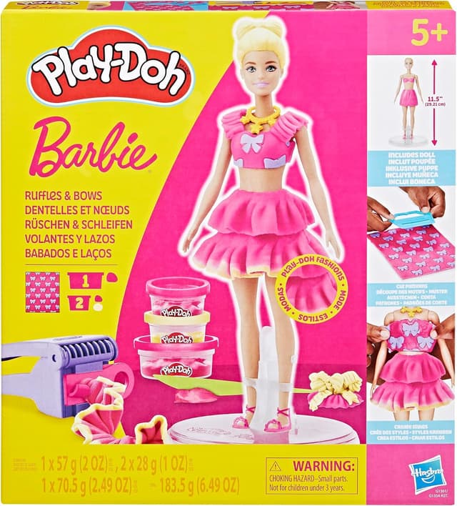 ست خمیربازی برای دختران و پسران 5+ Play-Doh Barbie با خمیر شکلدهی، لباس عروسک و 9 اکسسوری مد ست خمیربازی برای دختران و پسران 5+ Play-Doh Barbie با خمیر شکلدهی، لباس عروسک و 9 اکسسوری مد