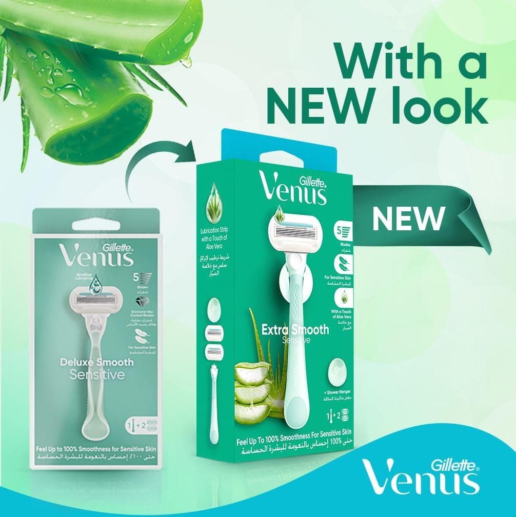 ریشتراش زنانه Gillette Venus Extra Smooth Sensitive با 1 دسته و 2 یدک تیغ ریشتراش زنانه Gillette Venus Extra Smooth Sensitive با 1 دسته و 2 یدک تیغ