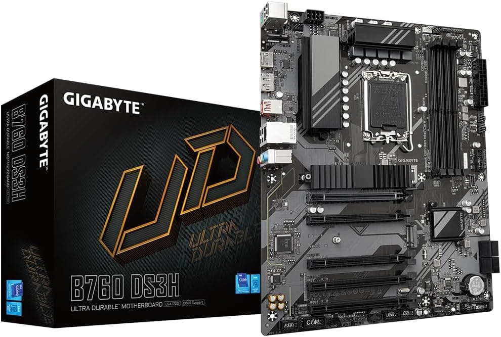 مادربرد GIGABYTE مدل B760 DS3H با سوکت LGA1700 و حافظه DDR4 ATX مادربرد GIGABYTE مدل B760 DS3H با سوکت LGA1700 و حافظه DDR4 ATX