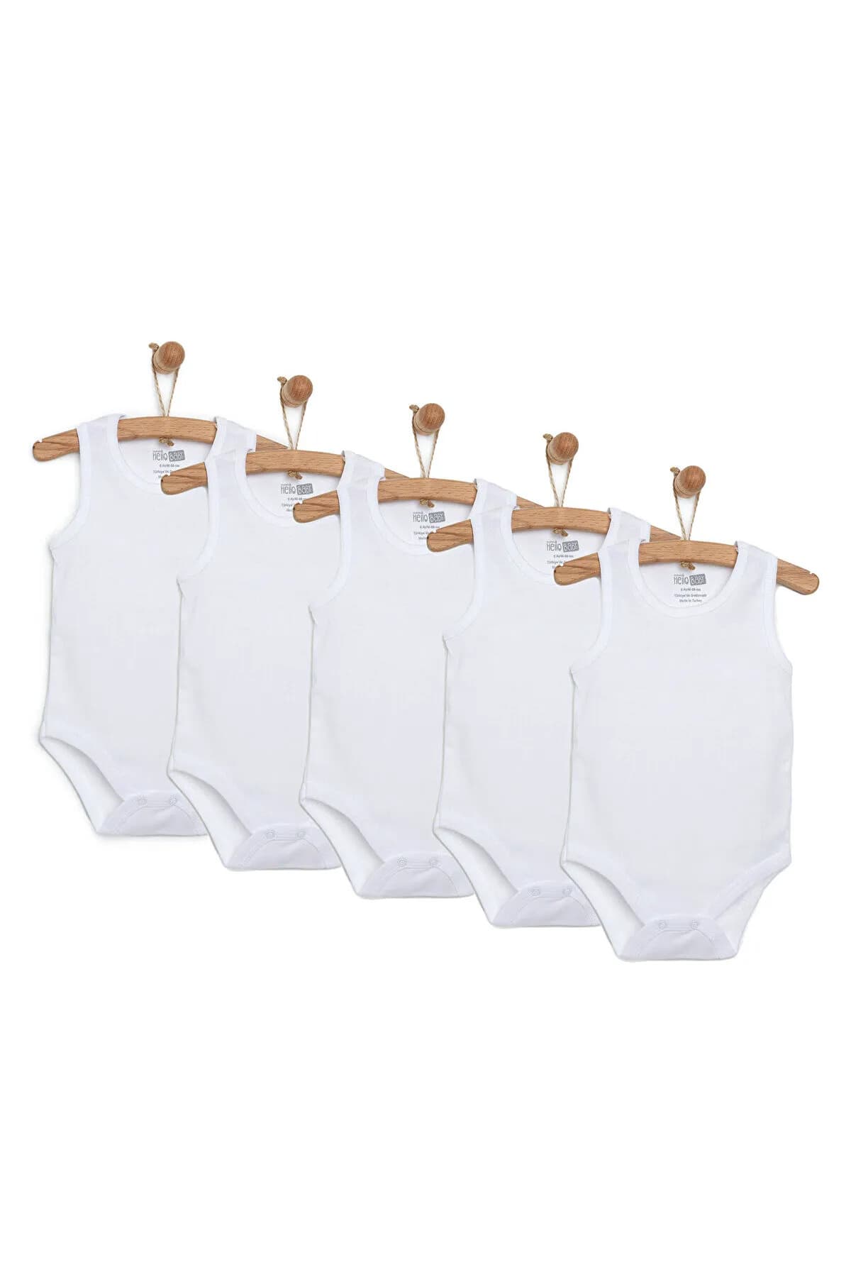بادی رکابی نوزاد ebebek Hello Baby یقه گرد ریب ساده 5li سفید بادی رکابی نوزاد ebebek Hello Baby یقه گرد ریب ساده 5li سفید