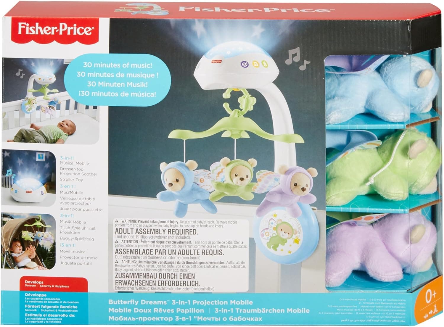 آویز تخت نوزاد Fisher-Price Butterfly Dreams سهکاره پروژکتوردار آویز تخت نوزاد Fisher-Price Butterfly Dreams سهکاره پروژکتوردار