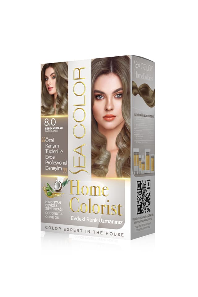 ست رنگ مو Sea Color Homecolorist مدل 8.0 قهوهای نوزادی ست رنگ مو Sea Color Homecolorist مدل 8.0 قهوهای نوزادی