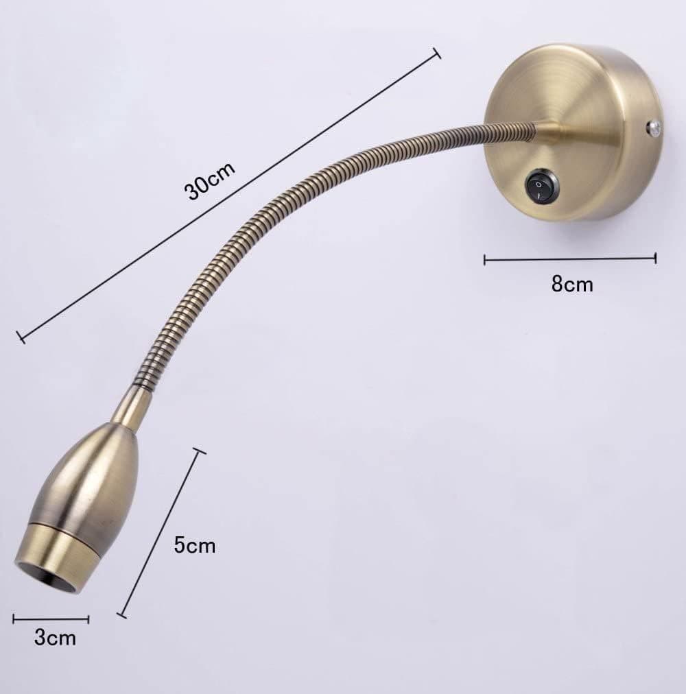 چراغ مطالعه LED دیواری ZMH گردنی برنزی 2.7 W 3000 K چراغ مطالعه LED دیواری ZMH گردنی برنزی 2.7 W 3000 K