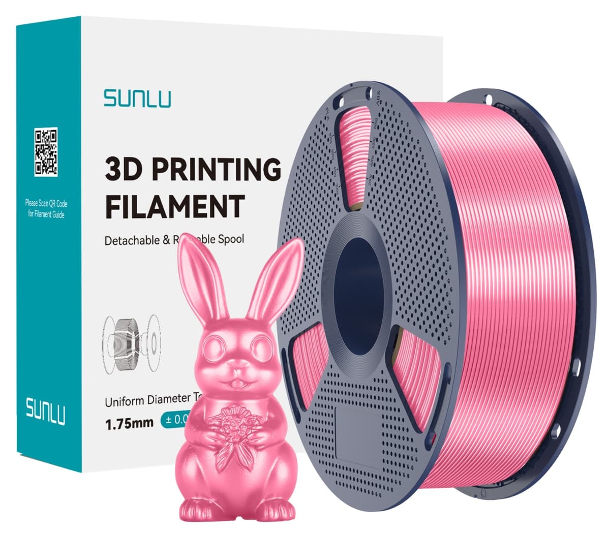فیلامنت Sunlu صورتی Silk PLA+ قطر 1.75mm وزن 1 Kg فیلامنت Sunlu صورتی Silk PLA+ قطر 1.75mm وزن 1 Kg