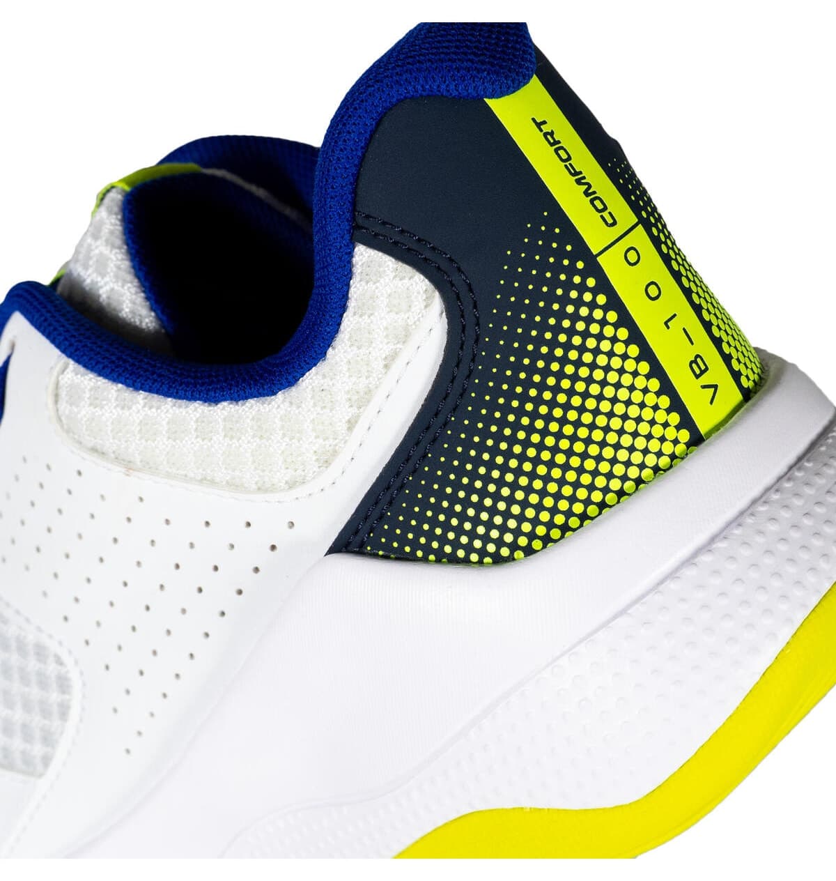کفش والیبال مردانه Decathlon Comfort سفید آبی زرد نئونی کفش والیبال مردانه Decathlon Comfort سفید آبی زرد نئونی