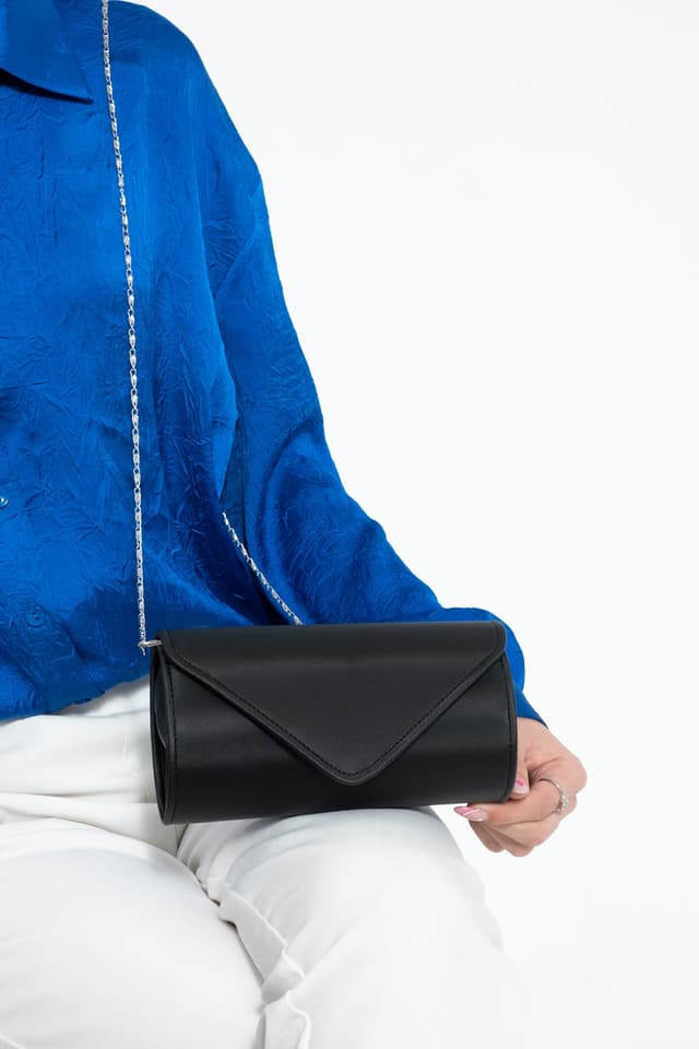 کیف کلاچ مجلسی bibags ساتن مشکی کیف کلاچ مجلسی bibags ساتن مشکی