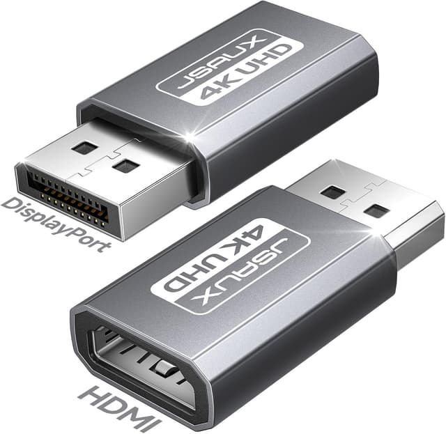 آداپتور JSAUX دیسplayپورت به HDMI 4K بسته 2 تایی خاکستری آداپتور JSAUX دیسplayپورت به HDMI 4K بسته 2 تایی خاکستری