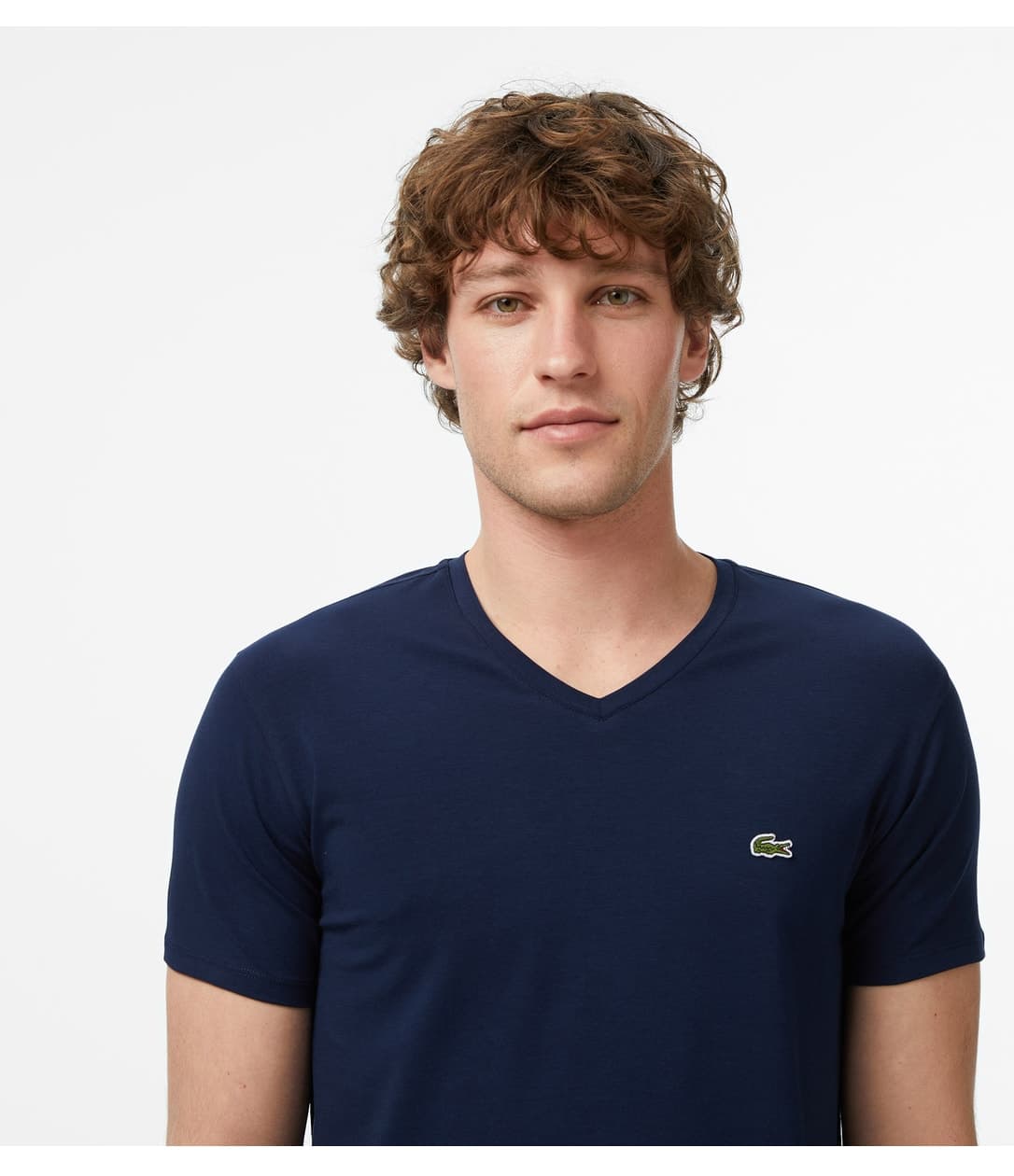 تیشرت مردانه Lacoste اسلیم فیت یقه V سرمهای تیشرت مردانه Lacoste اسلیم فیت یقه V سرمهای