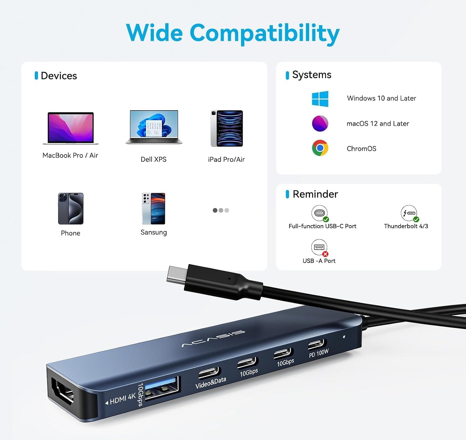 داک استیشن چندپورته USB C ACASIS دو مانیتوره 4K@60Hz با خروجی HDMI و PD 100W داک استیشن چندپورته USB C ACASIS دو مانیتوره 4K@60Hz با خروجی HDMI و PD 100W
