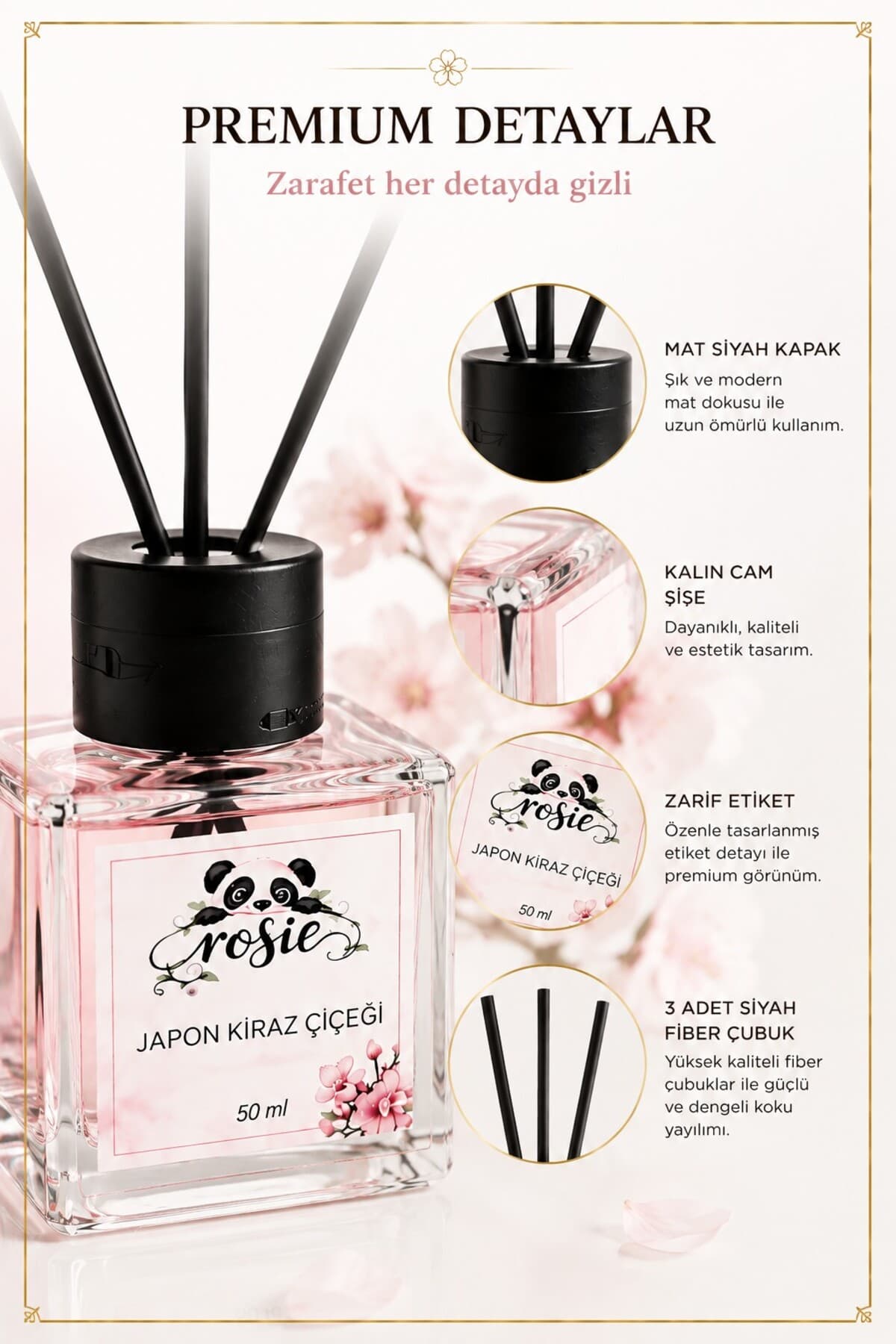 دیفیوزر عطر اتاق Rosie با رایحه شکوفه گیلاس ژاپنی و چوب رید دیفیوزر عطر اتاق Rosie با رایحه شکوفه گیلاس ژاپنی و چوب رید