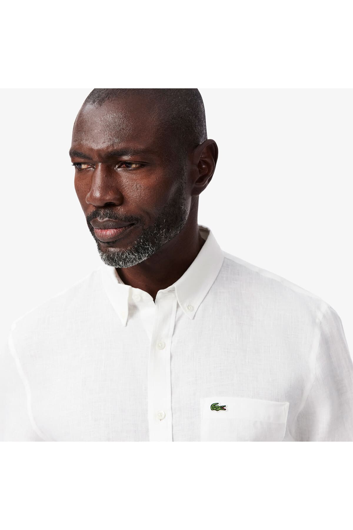 پیراهن مردانه Lacoste کتان سفید یقه دکمهدار فیت معمولی پیراهن مردانه Lacoste کتان سفید یقه دکمهدار فیت معمولی
