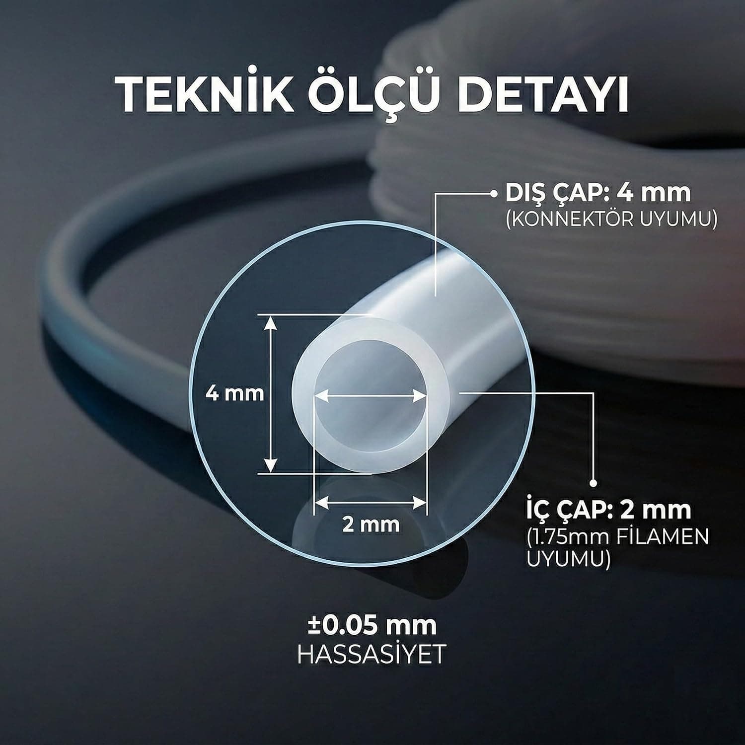 لوله راهنمای فیلامنت PTFE پرینتر سه بعدی Genel مناسب فیلامنت 1.75mm 2 متر لوله راهنمای فیلامنت PTFE پرینتر سه بعدی Genel مناسب فیلامنت 1.75mm 2 متر