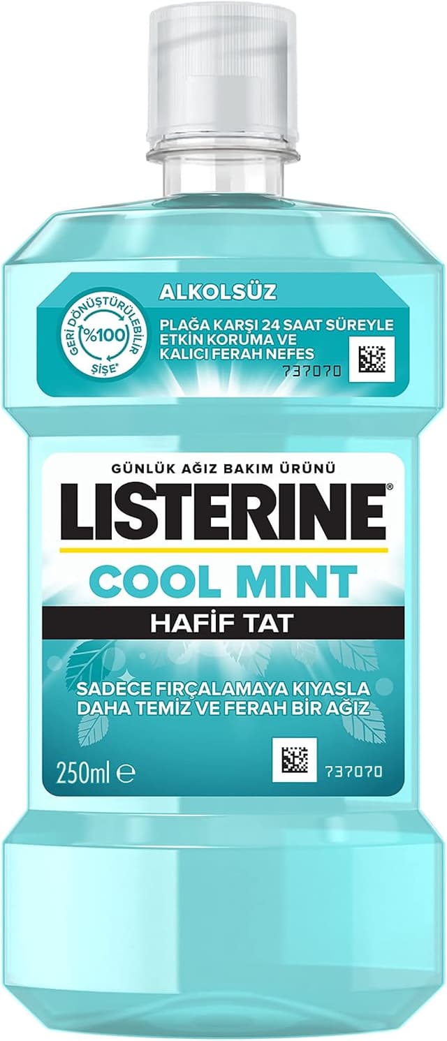 دهانشویه Listerine با طعم نعناع خنک و ملایم، بدون الکل، 250ml دهانشویه Listerine با طعم نعناع خنک و ملایم، بدون الکل، 250ml