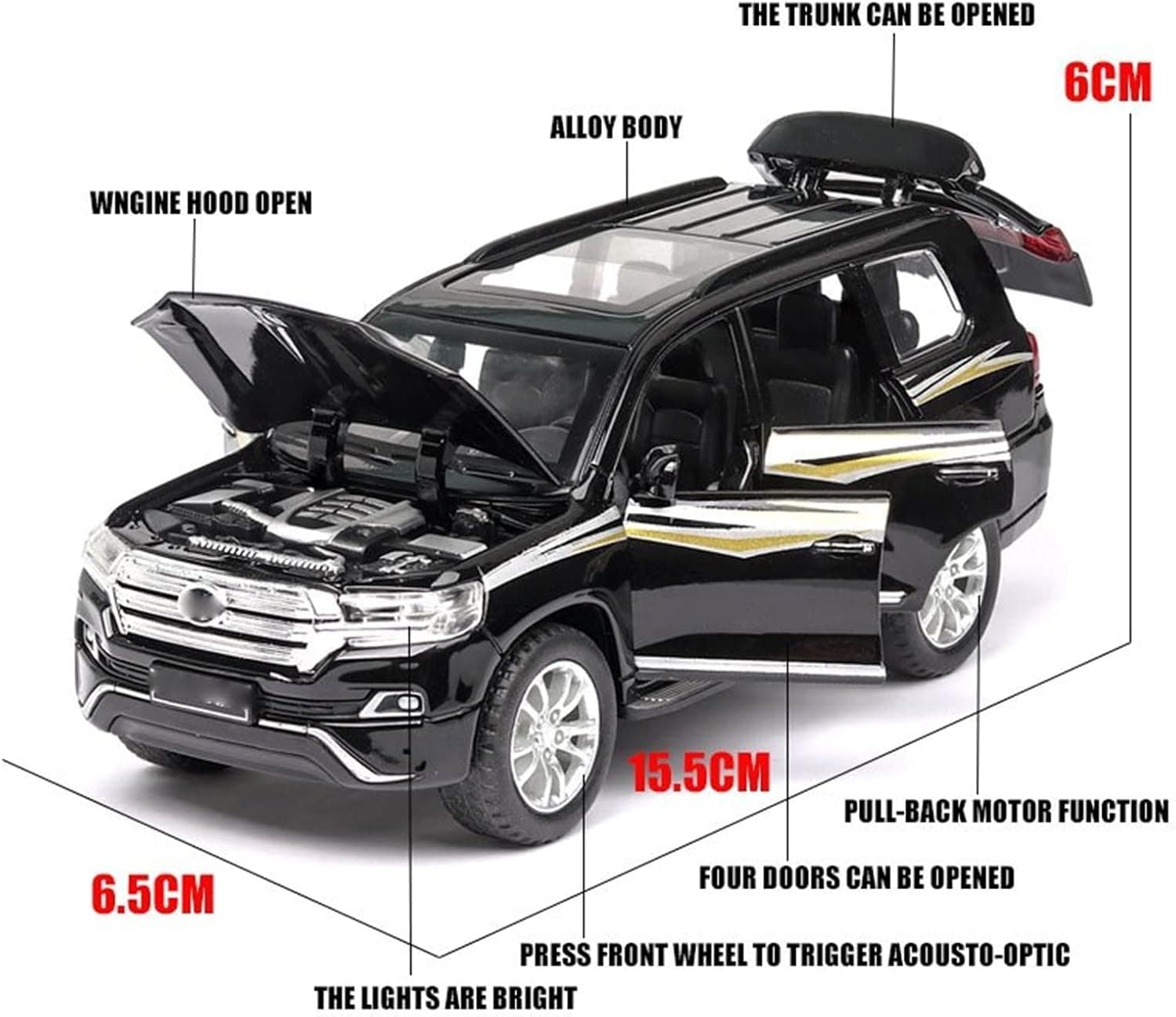 ماشین اسباببازی کودکان YBSM مدل Toyota Land-Cruiser مقیاس 1:32 آلیاژی مشکی عقبکش با صدا و نور ماشین اسباببازی کودکان YBSM مدل Toyota Land-Cruiser مقیاس 1:32 آلیاژی مشکی عقبکش با صدا و نور